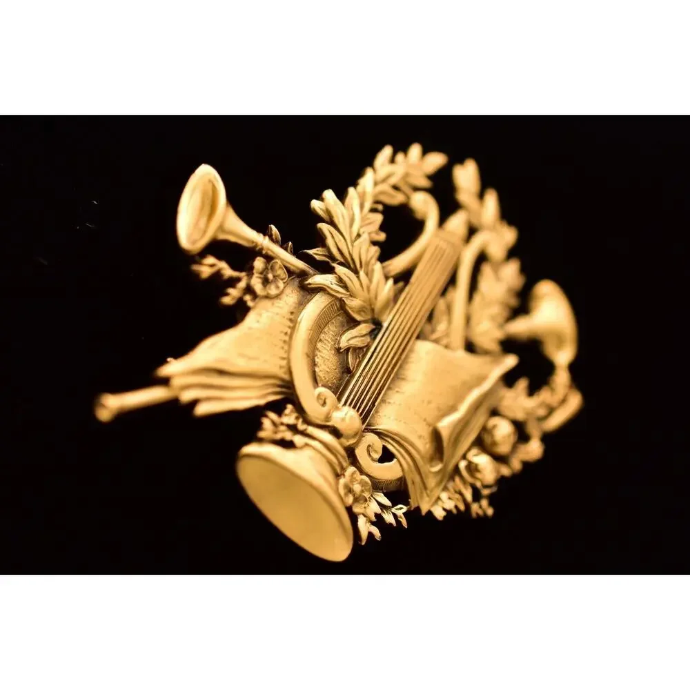 Vintage National Gallery of Art NGA Lyre Laurel Horns Forget Me Not Brooch BinBG